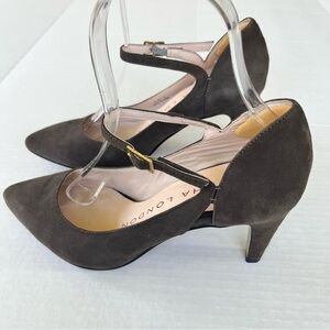 Sacha London Women's Dark Brown Suede Pointed Mary Jane High Heel Pumps Size 6
